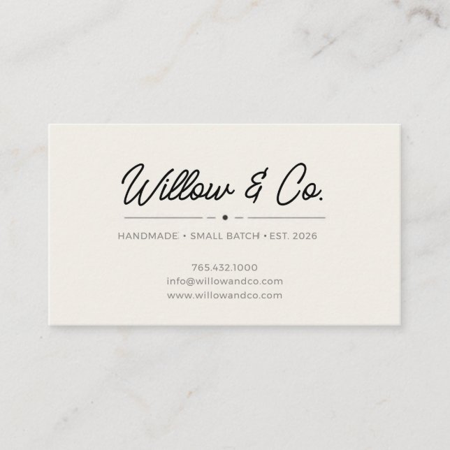 Cartão De Visita Minimalist Modern Script Small Business Card (Frente)