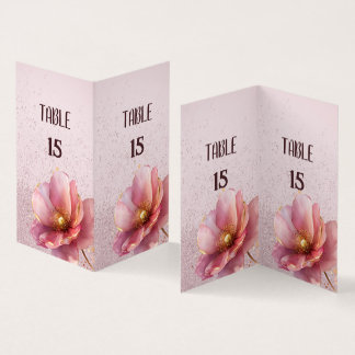 Cartão De Visita Minimalist Pink and Gold Poppy Wedding