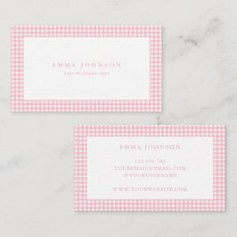 Cartão De Visita Minimalist Pink Gingham Plaid