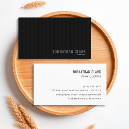 Cartão De Visita Minimalist Pinstripe Black & White Business Card