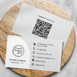 Cartão De Visita Minimalist Professional Custom Logo Icons QR Code