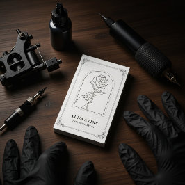 Cartão De Visita Minimalist Tattoo Artist Card with QR Code