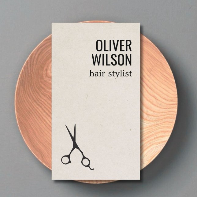 Cartão De Visita Minimalist Texture Beige Black Bold Hair Salon (Criador carregado)