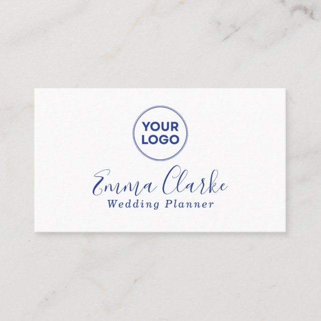 Cartão De Visita Minimalist White Blue Scan Code Business Card (Frente)