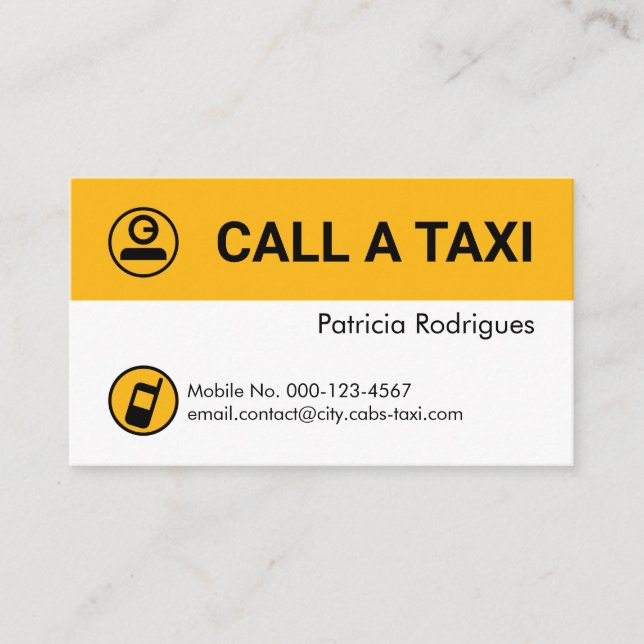 Cartão De Visita Minimalist Yellow Taxi Cab Layers (Frente)