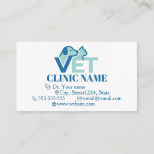 Cartão De Visita Minimalista Azul Veterinário Personalizável