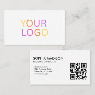 Cartão de Visita Minimalista com Logotipo e Código