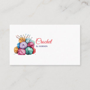 Cartão De Visita Minimalista Crochet Branco Obrigado & Desconto