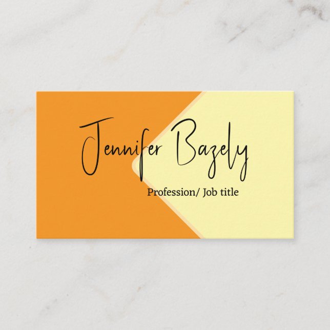 Cartão de visita minimalista de amarelo-mostarda e (Frente)