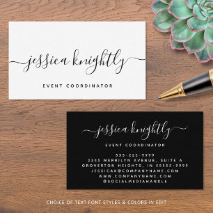 Cartão De Visita Minimalista de Swash de Caligrafia de Script Elega