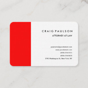 Cartão De Visita Minimalista do Linen Modern Red White Professional