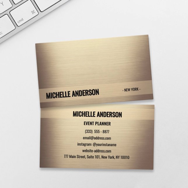 Cartão de visita Minimalista Dourada de Champanhe (Criador carregado)