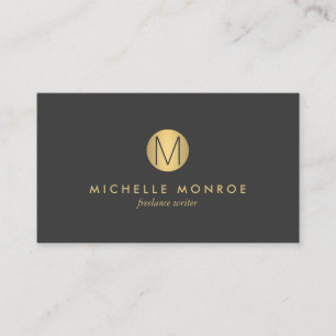 Cartão de visita minimalista Dourado do monograma