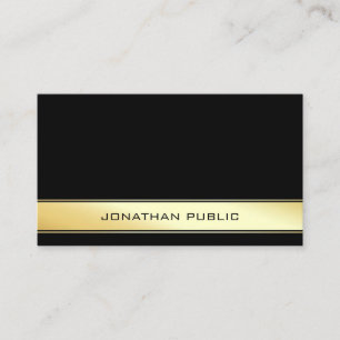 Cartão De Visita Minimalista Dourado preto elegante moderno