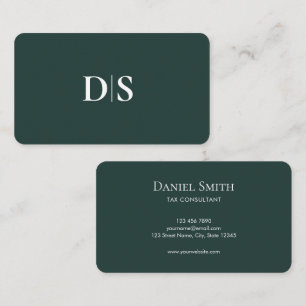 Cartão De Visita Minimalista Elegante Consultor Inicial Verde Escur
