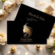 Minimalista Elegante Escuro Dourado Cabeleireiro