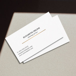 Cartão De Visita Minimalista Elegante Linha Dourada Falsa Advogado