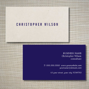 Cartão De Visita Minimalista Elegante Textura Bege Azul Consultor