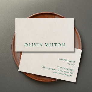 Cartão De Visita Minimalista Elegante Textura Bege Verde Ousado