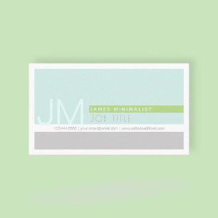 Cartão De Visita Minimalista Moderna   Azul Claro Verde Cinza