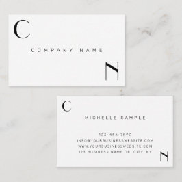 Cartão De Visita Minimalista Moderno De Luxo Frente E Verso Monogra