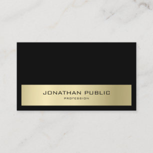 Cartão De Visita Minimalista Moderno Elegante Preto e Dourado Semi