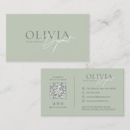 Cartão De Visita Minimalista Moderno Elegante Verde Pastel