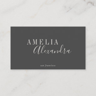 Cartão De Visita Minimalista Moderno Preto Branco Negrito Script Ch