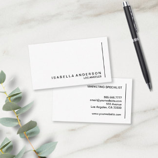 Cartão De Visita Minimalista Moderno Preto e Branco Profissional