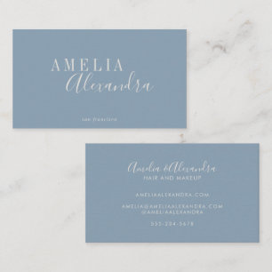 Cartão De Visita Minimalista Moderno Script Boho Chic Azul Empolado