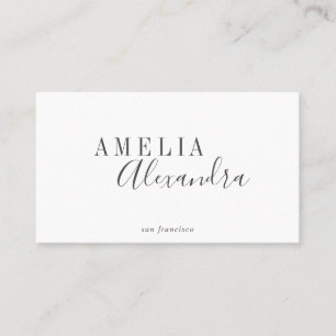 Cartão De Visita Minimalista Moderno Script Boho Chic Preto Branco
