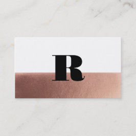 Cartão De Visita Minimalista Monograma Rosa Dourado Preto