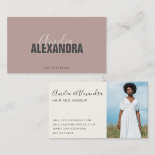 Cartão De Visita Minimalista Negrito Script Boho Chic Rosa Velho Fo