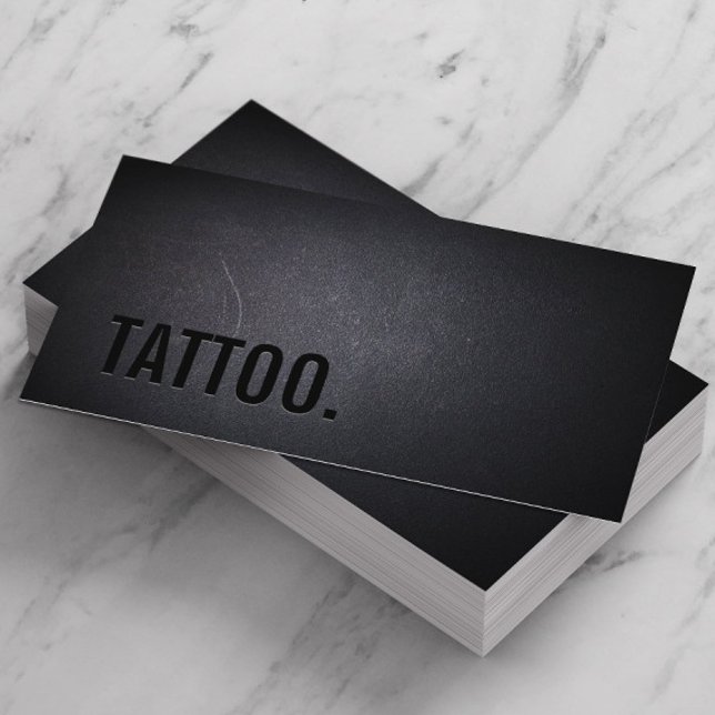 Cartão De Visita Minimalista Negro Negrito Profissional de Tatuagem (Criador carregado)