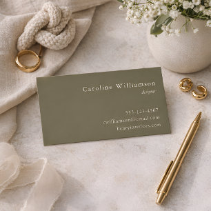 Cartão De Visita Minimalista Oliva Verde Esmeralda Elegante Profiss
