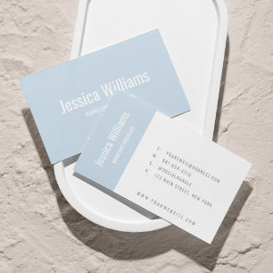 Cartão De Visita Minimalista Personalizável Profissional Azul Claro