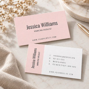 Cartão De Visita Minimalista Personalizável Profissional Rosa Bege
