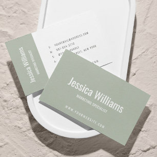 Cartão De Visita Minimalista Personalizável Profissional Verde Sage