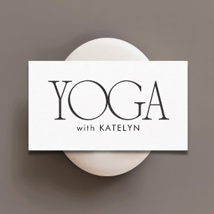 Cartão De Visita Minimalista Preto Branco Ousado Yoga