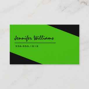 Cartão de visita minimalista preto e verde simples