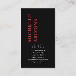 Cartão De Visita Minimalista Preto Vermelho e Branco Profissional M