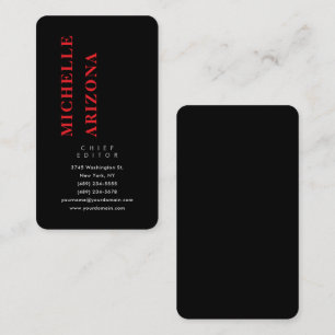 Cartão De Visita Minimalista Preto Vermelho e Branco Profissional M