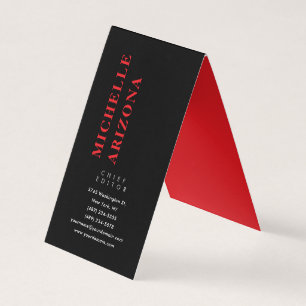 Cartão De Visita Minimalista Preto Vermelho e Branco Profissional M