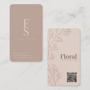Cartão De Visita Minimalista ramo floral soft blush marfim