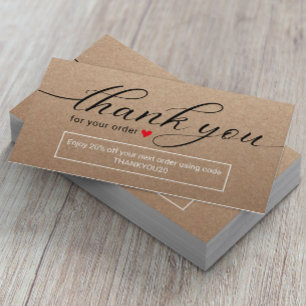 Cartão De Visita Minimalista Rustic Kraft, Obrigado