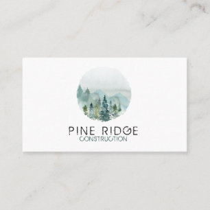 Cartão De Visita Minimalista Rústico Pinos Aquarela Negócios
