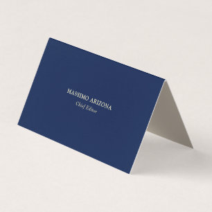 Cartão De Visita Minimalista Simples Plano Moderno Original Azul-Ma