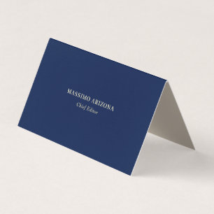 Cartão De Visita Minimalista Simples Plano Moderno Original Azul Na