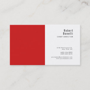 Cartão De Visita Minimalista Vermelho Branco Moderno Tamanho Padrão