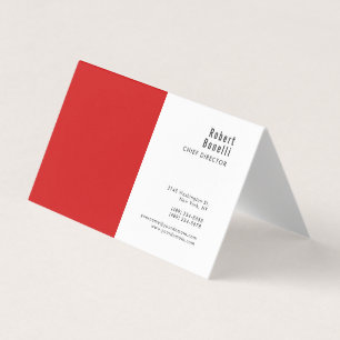 Cartão De Visita Minimalista Vermelho Branco Moderno Tamanho Padrão